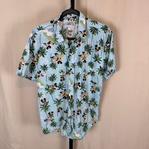 Disney Junior Mickey Mouse Kids Blue Tropical Surfing Palm Tree Shirt 18/20